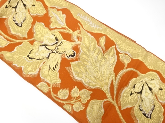 JAPANESE KIMONO / ANTIQUE FUKURO OBI / SILK / WOVEN CHINESE FLOWER